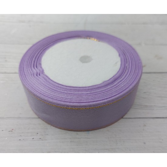 Лента атласная с люрексом 25 мм*25 ярдов цв. светло-сиреневый, цена за 5 м